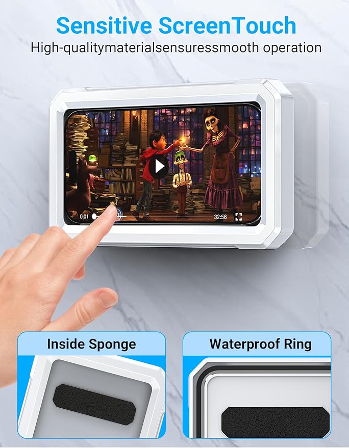 Shower Phone Holder Waterproof【480° Rotatable】Bathroom Cell Phone Holder,Retractable Adjustable Shower Phone Case Holder Mount Stand for Bathroom Wall Phone Mount Stand Waterproof for 4~6.8" Phones