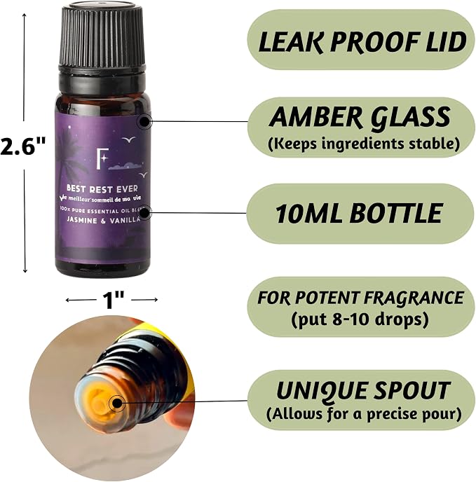 Folkulture Sleep Essential Oils for Diffusers for Home - Set of 6 | Premium Relaxing Essential Oil Set for Sleep Essentials, Aromatherapy & Meditation | Lavender, Peppermint, Jasmine Eucalyptus Orange