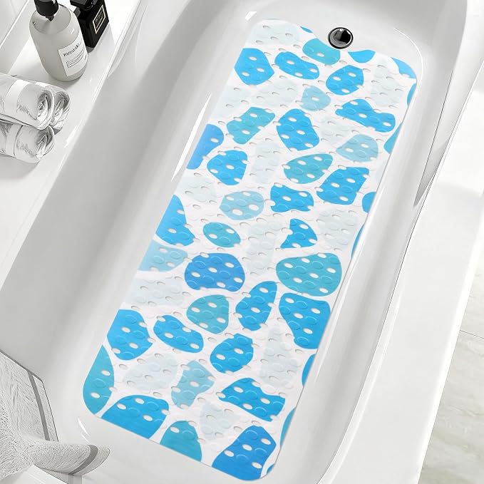 Shower Mat Non Slip, Yonala Premium Anti Slip Stylish Bath Tub Mat, 40 x 16 Inch Extra Large Bathtub Mat with Suction Cups and Drain Holes, Machine Washable