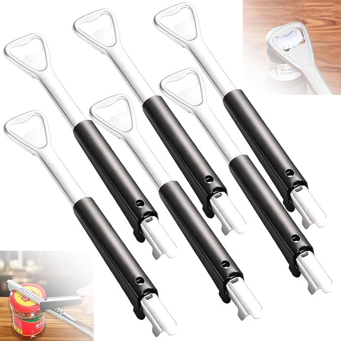 2 in 1 Adjustable Jar Opener, 2024 New Adjustable Jar Opener for Weak Hands Multi-function Can Opener Manual Lid Gripper Opener and Bottle Opener Tool for Home Kitchen Gadgets (6Pcs)