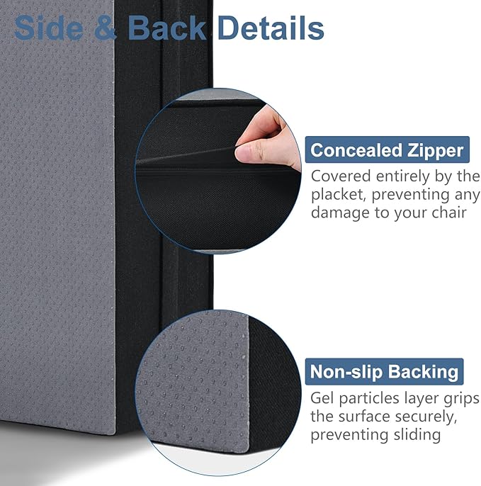 Shinnwa Gel Memory Foam Recliner Cushion for Elderly, Dual-Layer Foam Chair Pad, Extra Large Seat Cushion for Couch, Armchair, Wicker Chairs, Floor, 18 × 18 × 4in, Black