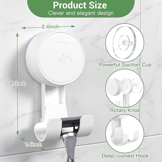 LUXEAR Suction Hooks Powerful Vacuum Suction Cup Hooks-6PACK Razor White