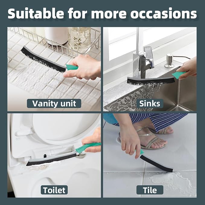 TQRR Toilet Brush, 4Pcs Bathroom Cleaning Brush, Toilet Scrubber, Deep Toilet Bowl Brush with Hanging Hole, Multifunctional Gap Cleaning Brush, Bristles for Kitchen Sinks, Tub,Shower (4, Mint)