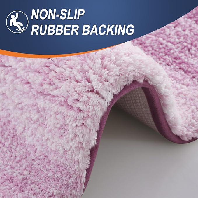 OLANLY Bathroom Runner Rugs Mat 70x24, Extra Soft Absorbent Microfiber Bath Rugs, Rubber Backing, Quick Dry, Long Bath Mats for Bathroom, Tub and Shower, Home Decor Accessories, Pinkish-Purple