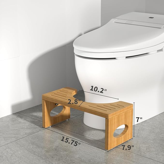 ROMGUAR CRAFT 7 Inch Bamboo Toilet Stool, Foldable Poop Stool, Bathroom Step Stool Squat (Natural)