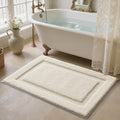 LUMI Ultra Soft Bathroom Rugs Non Slip with Rubber Backing, Absorbent Washable Bath Mat Quick Dry, Upgraded Premium Microfiber Plush Carpet for Bathtub and Shower Floor, Ivory White, 24x36