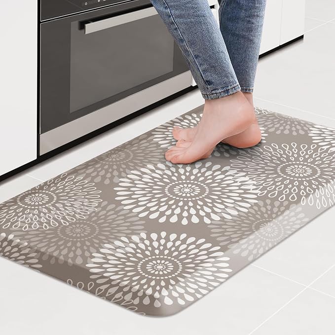LuxStep Kitchen Mat Waterproof Kitchen Rugs for Floor Cushioned Anti-Fatigue Mat Non-Slip Standing Desk Mat Comfort Floor Mats for House Sink Office 17.3" x 28" Khaki