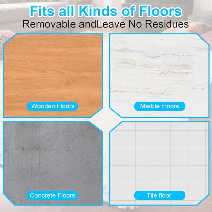 8 PCS Triangle Rug Tape, Double-Sided Non Slip Carpet Grippers, No Residue No Damage Anti-Curling Rug Pads, Keep Corners Flat for Hardwood Floors Tiles and Area Rugs