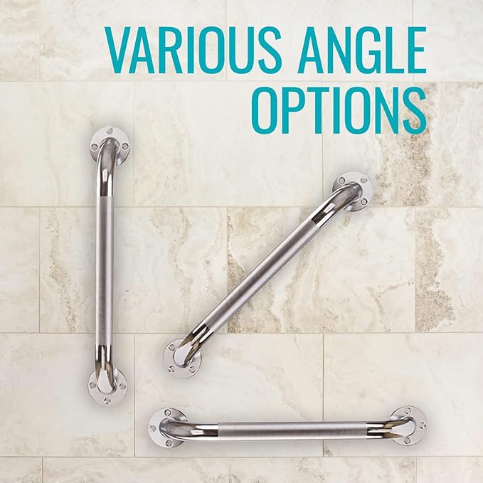 DMI Textured Grab Bars, Handicapped Grab Bars for Bathroom, Shower Rails, Grab Bar for Handicap and Elderly, Perfect for Bathroom Safety, Rust-Resistant Steel, 12", Chrome, FSA & HSA Eligible