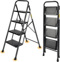 Valeo 4 Step Ladder, Step Stool with Wide Anti-Slip Pedal, 330 lbs Capacity,Step Ladder Folding Step Stool for Adults, Lightweight Steel Portable ladders for Home Kitchen & Office,Black