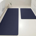 ACCUMTEK Non Slip Bath Mat, Thin Bathroom Rugs Fit Under Door, Quick Dry Bath Mats, Machine Washable Bath Rugs for Bathroom, Bathtub & Kitchen, Bathtub, Dark Blue/Solid/24 x17+48"x20"