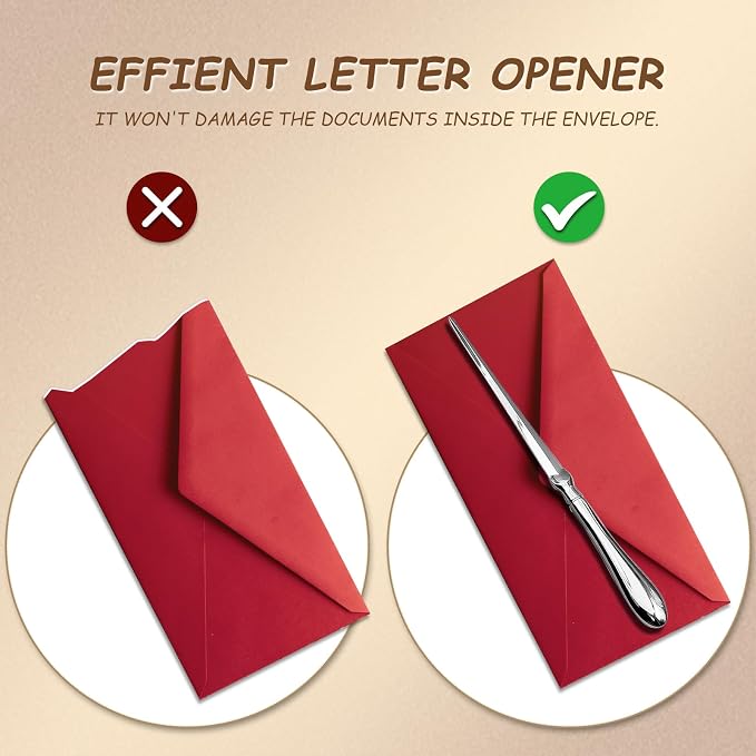 Letter Opener, Premium Envelope Opener Knife, Metal Office Letter Opener Envelope Slitter, Ergonomic Grip Handle Paper Cutting Tool for School Office Home Supplies