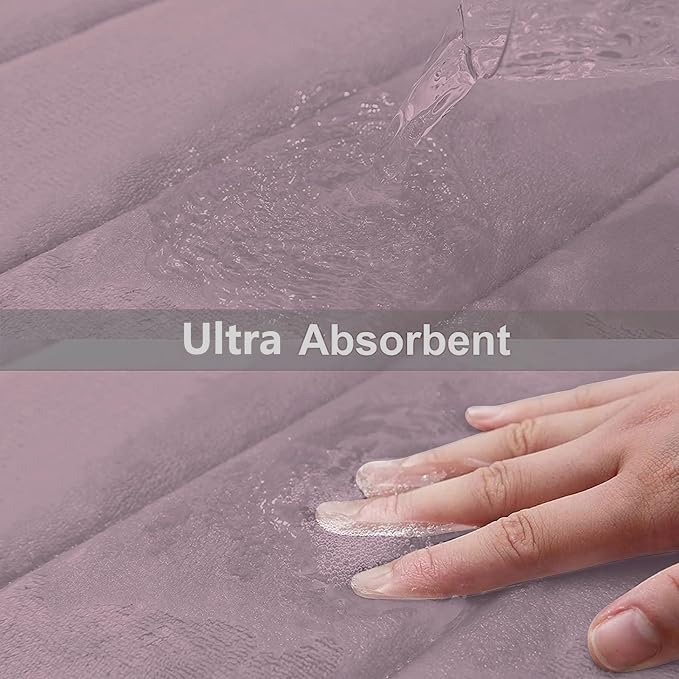 Buganda Memory Foam Bath Mat, 30" x 20", Ultra Soft and Non-Slip Bathroom Rugs, Water Absorbent and Machine Washable Bath Rug for Bathroom, Shower, and Tub, Mauve