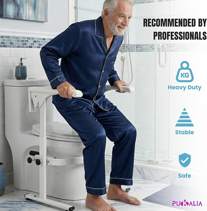 Toilet Safety Frames & Rails for Seniors - Flip-up arms for Wheelchair Access - 400 lbs Heavy Duty Medical Stand Assist Frame, Adjustable Height and Width, Handicap Grab Bars