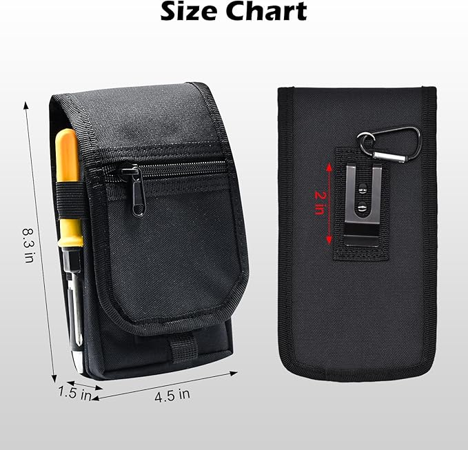 Belt Tool Pouch, Tactical Utility Organizer with Cell Phone Holder, Durable Heavy-Duty 1000D Nylon EDC Multitool Holster with Multi-Pockets for Electricians, Handymen, Work, Hiking, Daily Use
