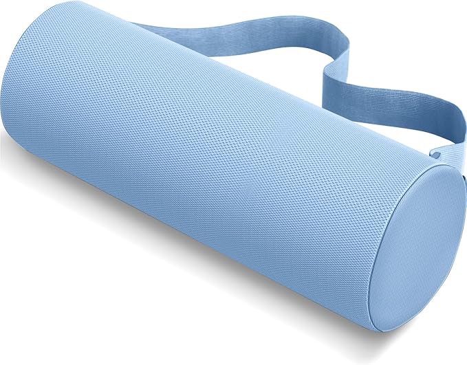 Lumbar Roll Support Pillow for Office Chair, Car, Gaming Chair, Memory Foam Back Cushion with Washable Cover for Relieving Back Pain & Improving Posture, Large,Light Blue