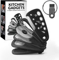 Kitchen Gadgets Set 6 Pieces, Space Saving Cooking Tools Kitchen Accessories-Garlic Grinder, Cheese Grater, Vegetable Peeler, Pizza Cutter, Herb Stripper, Bottle Opener, Gadgets Gift Set (Black)