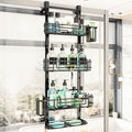HapiRm 4 Tier Over the Door Shower Caddy, Hanging Shower Organizer with 22 Hooks and 2 Toothbrush Holders, No Drilling Adjustable Hanging Shelves for Bathroom Storage - Black