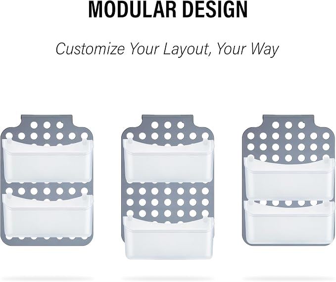 DecorRack Adjustable Hanging Storage, 2 Bins Over Shower Door Organizer, Bathroom Storage With Removable Baskets For Space Saving, BPA Free
