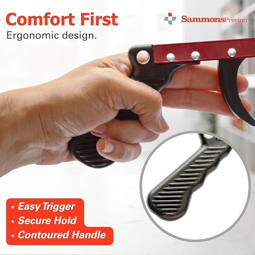 Sammons Preston Reacher, 26" Lightweight Grabber Reacher Tool with Magnetic Tip, Ergonomic Grip & Claw Jaw, Portable Reaching Aid for Seniors, Daily Living & Home Use, Standard Red, 2 pack