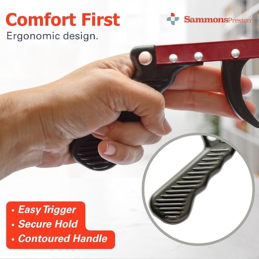 Sammons Preston Reacher, 26" Lightweight Grabber Reacher Tool with Magnetic Tip, Ergonomic Grip & Claw Jaw, Portable Reaching Aid for Seniors, Daily Living & Home Use, Standard Red,3 pack