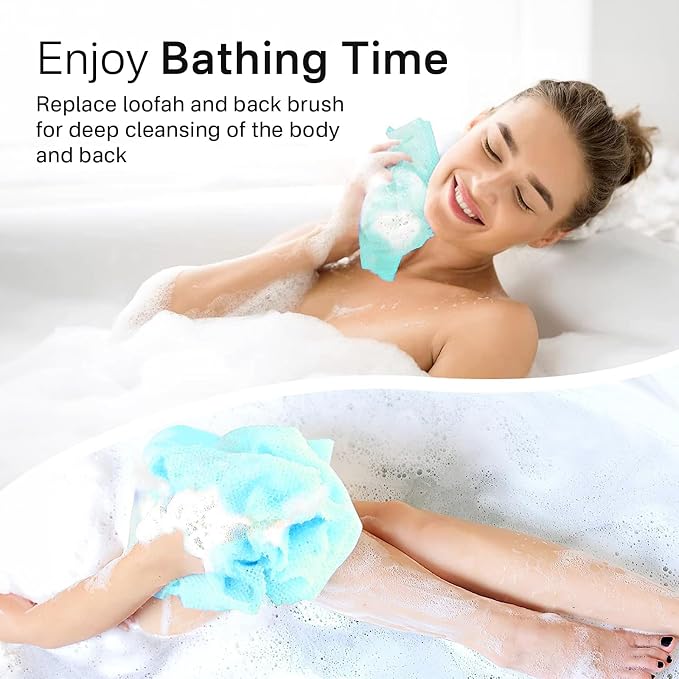 Yiclick Exfoliating Washcloth Towel- Exfoliating Body Scrubber Exfoliator, Back Scrubber for Shower Bath, Exfoliate Rags Wash Cloths, Loofah Lufa Sponge, Body Scrub & Exfoliation Women Men