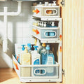 1 Pack 3 Tier Under Sink Organizer, Height Adjustable Heavy Duty Metal Under Cabinet Drawer Pull Out Shelf with Smooth Silent Sliding Design, Organizer and Storag Rack for Kitchen, Bathroom, White