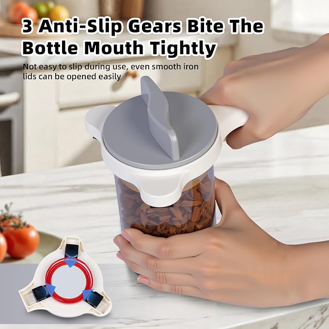4 in 1 Multi-Purpose Jar Opener,Adjustable Three Claw Bottle Opener with Non Slip Teeth,Multi Size Lid Tool for Jars Cans Wine Bottles, Opening a Stubborn Lid