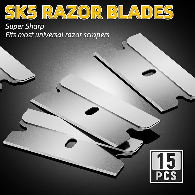 DIYSELF 1 Pack Razor Blade Scraper with 15 Extra Blades, Scraper Tool for Cleaning Window, Paint, Cooktop, Oven, Glass Stove Top Scraper, Razor Scraper with Buit-In Blade Storage (Pink)