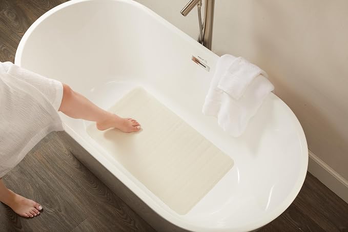 Rubbermaid Commercial Products Safti-Grip Bath Mat, Large, White, Suction-Backed, for Commercial/Residential Use for Home/Hotel/Shower/Bathtub (Pack of 12)