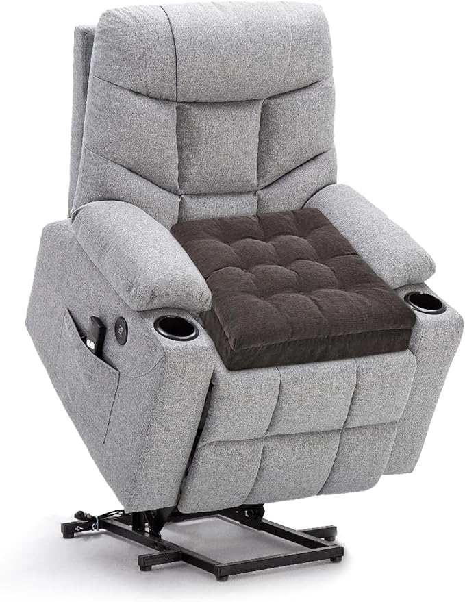 Recliner Cushions for Elderly, 20x20x5 Inch Thick Chair Cushion Patent Design Soft Tufted Dual Layer Booster Seat Cushions for Seniors Recliner Risers Taupe 1P