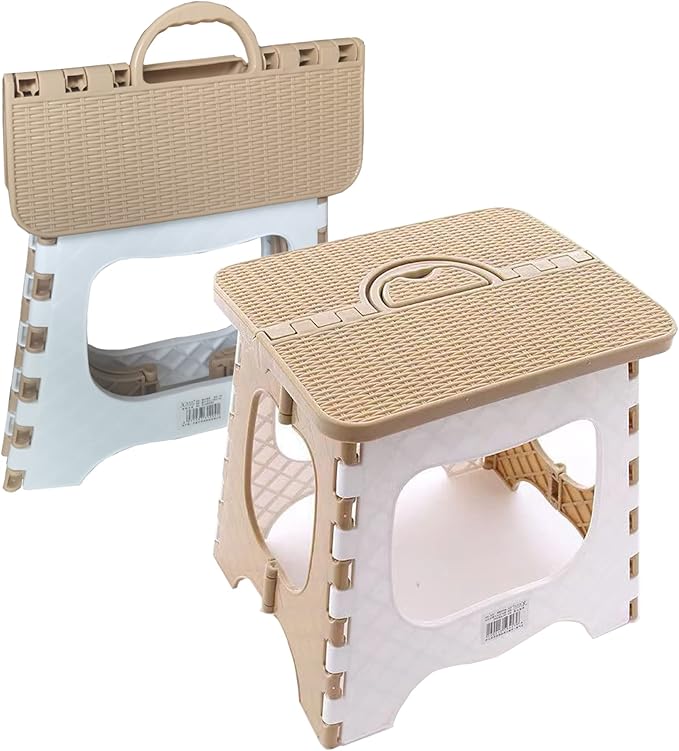 Folding Step Stool Anti Slip Compact Plastic Foldable Step Stool Holds Up to 300 lbs,12 inches, 30cm，(Coffee) 1PCS