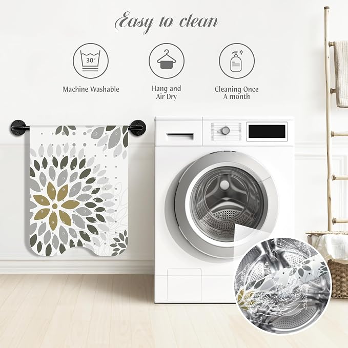 SHUCHING Boho Gray Sunflower Bath Mat for Tub Non Slip-40 X 16Inch, Bathtub Mat Anti Slip, Long Shower Mat for Bathroom Mold Free, Machine Washable