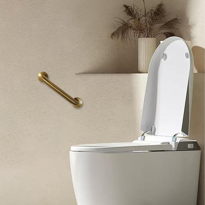 Shower Grab Bar, 2 Pack 16 Inch Gold Bathroom Safety Bar, 1.25" Diameter 304 Stainless Steel Grab Bars for Bathtubs and Showers, Handicap Shower Grab Bar for Seniors Elderly