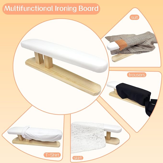 Padded Chest & Sleeve Tailor Ironing Board Long with Wooden Base for Household Tools, Tailor Dress Forms, Sewing and Tailoring Studio