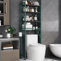 Kalrin Over-The-Toilet Storage Rack, 4-Tier Bathroom Organizer Shelf Over Toilet with Adjustable Shelf and Basket, Freestanding Space Saver Bathroom Shelves Above Toilet for Room (Green- Black)