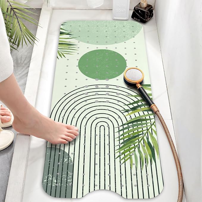 Bathtub Mat Non Slip, Bohemia Extra Long Bath tub Mat Shower Floor Mat with Suction Cups and Drain Holes for Adults Kids Elderly 40 X 16 Inch