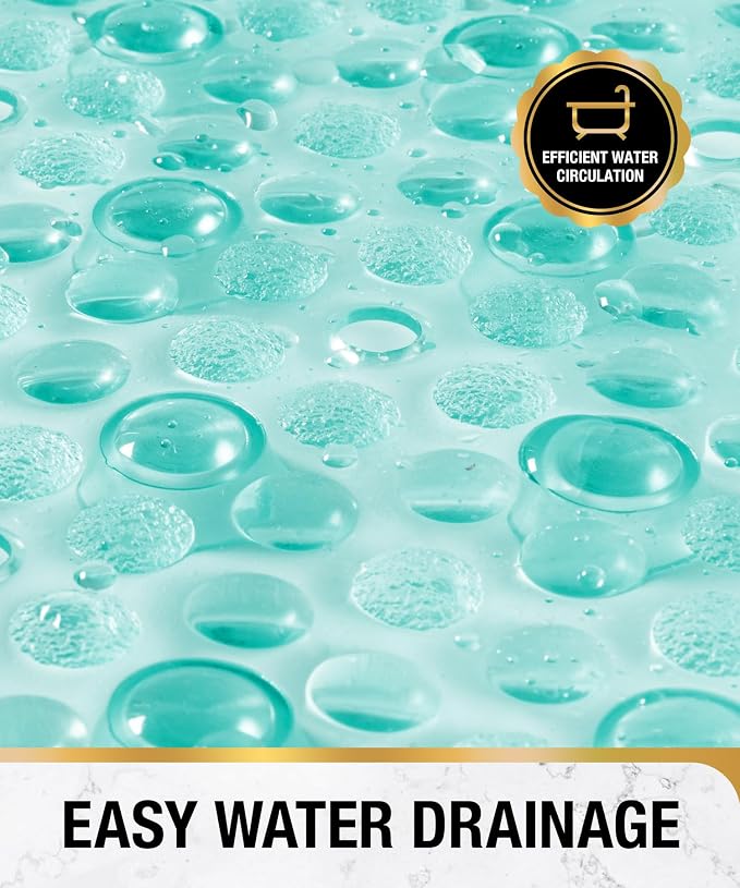 HITSLAM Oval Bathtub Mat Non Slip, 27x15 Inch Bubble Bath Tub Mat for Bathroom, Machine Washable Shower Mat with Suction Cups and Drain Holes, Green