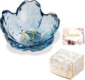 Binoster Blue Flower Glass Ring Dish Jewelry Tray Ring Holder Dish Cute Room Decor Vanity Organizer for Nightstand or Bathroom Aesthetic Trinket Dish Gift for Wife Mom Daughter