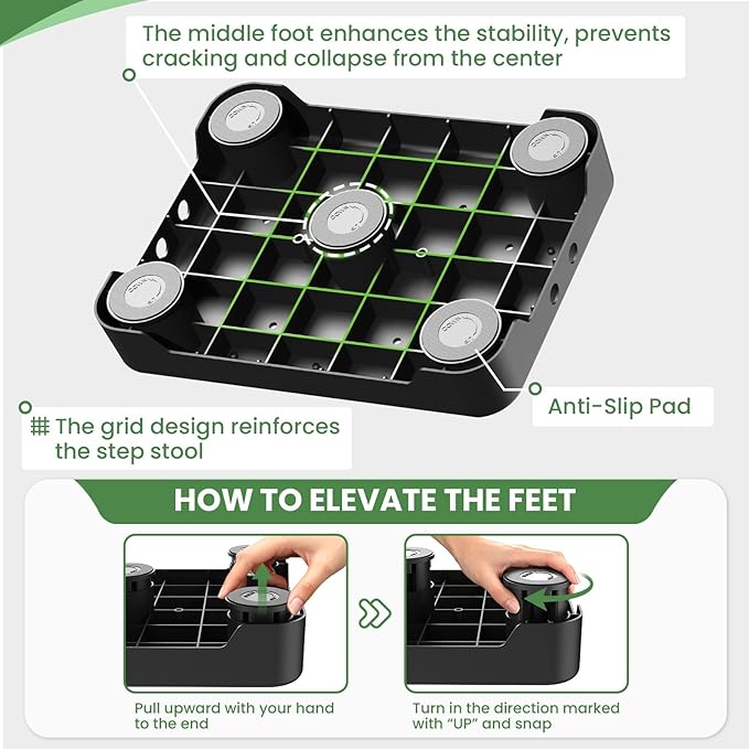 SOYO Mobility One Step Stool, Heavy Duty Indoor Outdoor Non-Slip Small Step Platform Assistive Device for Adult Elderly, Standing Support and Step Riser for Car, Bed, Door, Stair, Bathroom, Black-Gray