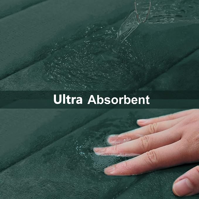 Buganda Memory Foam Bath Mat, 47" x 24", Ultra Soft and Non-Slip Bathroom Rugs, Water Absorbent and Machine Washable Bath Rug Runner for Bathroom, Shower, and Tub, Dark Green