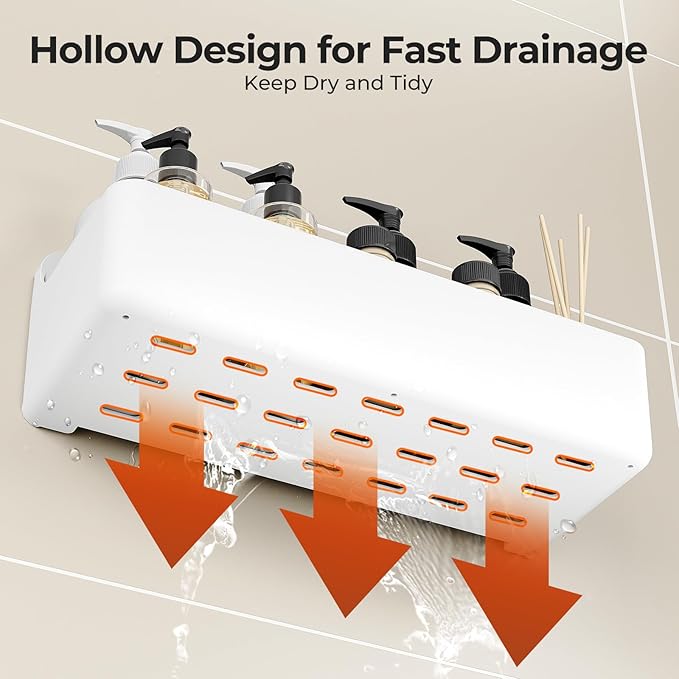 Orimade Shower Caddy 5-Pack, No-Drill Adhesive Shelves for Bathroom, Rustproof ABS Storage Organizer Set, White