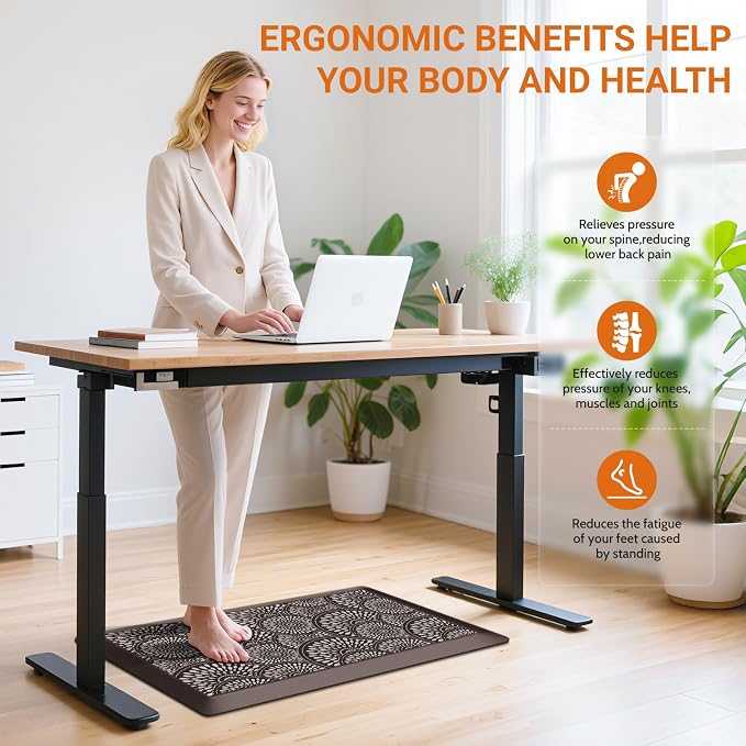Mattitude 4/5 Inch Kitchen Mat, 20x32in Heavy Duty Ergonomic Comfort Foam Standing Desk Mat, Waterproof Non-Slip Standing Mats and Rugs for Kitchen, Office, Chocolate
