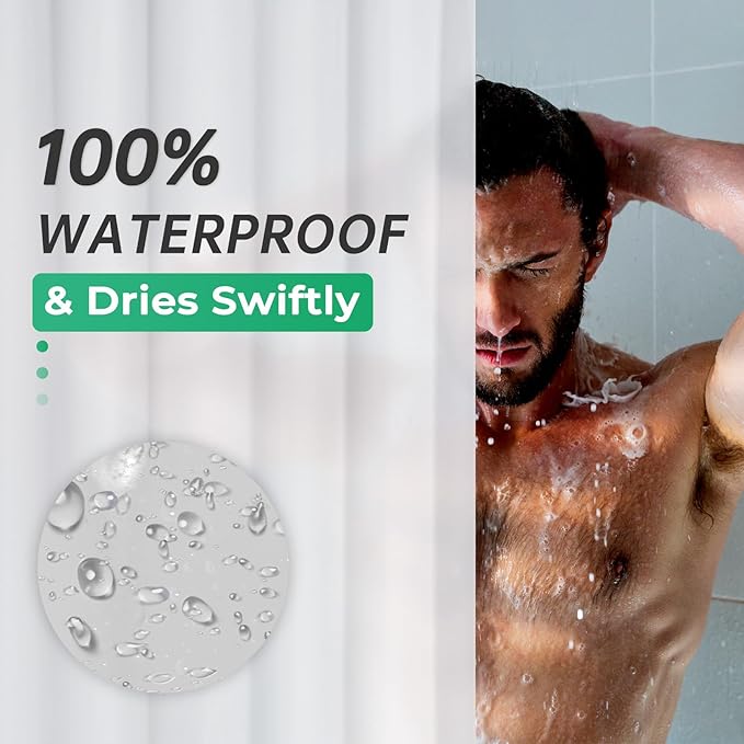 AmazerBath Frosted Shower Curtain Plastic, Heavy Duty Bathroom Curtain Premium PEVA, 8G Weighted Shower Curtains for Bathroom with 3 Big Weighted Stones and 12 Rustproof Grommets, 70x72 Inches