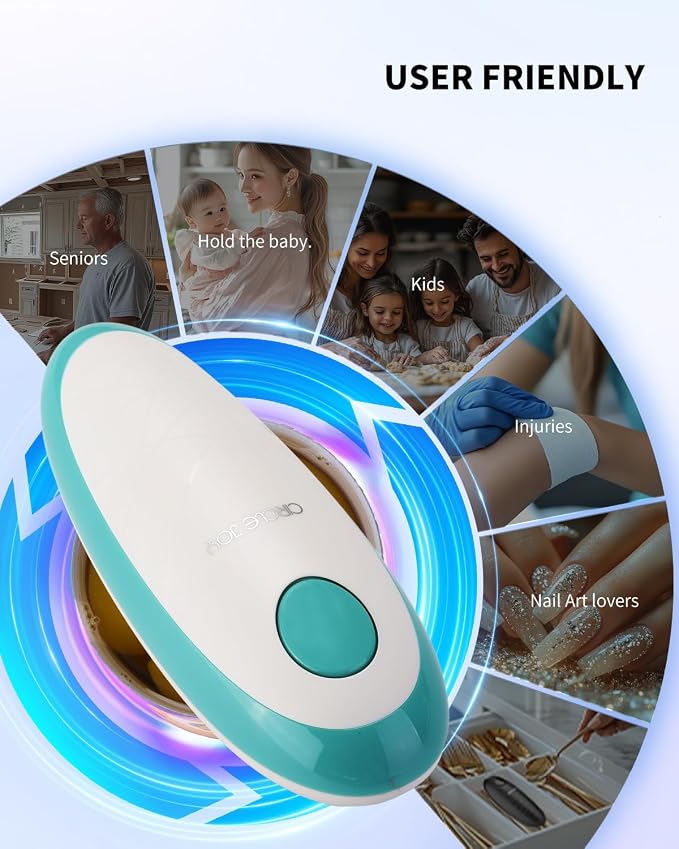 CIRCLE JOY Electric Can Opener, One-Touch Automatic Can Opening with Smooth Edges, Food Safety Handheld Battery-Operated Can Opener for Kitchen and Seniors, Green