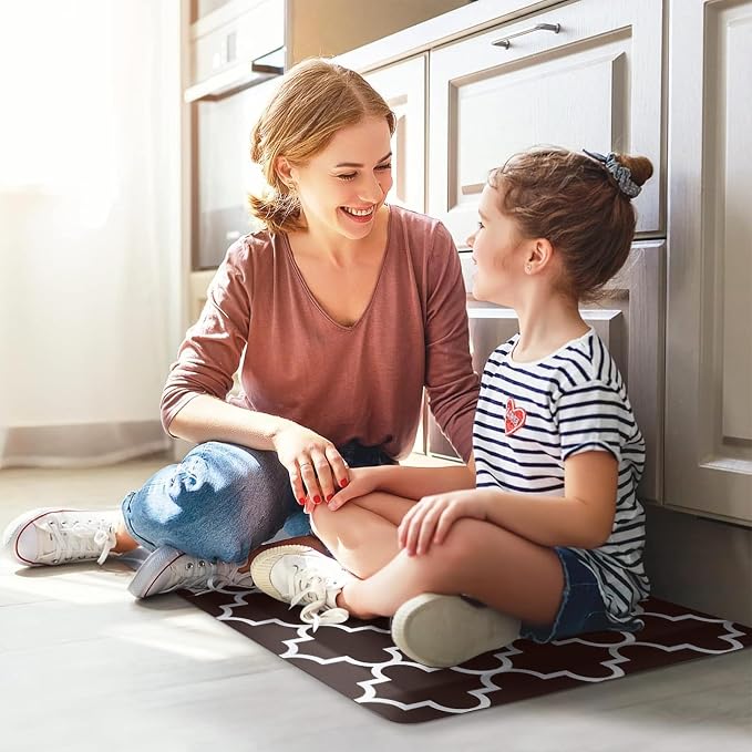 WISELIFE Anti Fatigue Floor Mat - 4/5 Inch Kitchen Mat Non Slip Waterproof Heavy Duty Ergonomic Comfort Mat Durable for Home, Office, Sink, Laundry,(17.3" x 28", Chocolate)