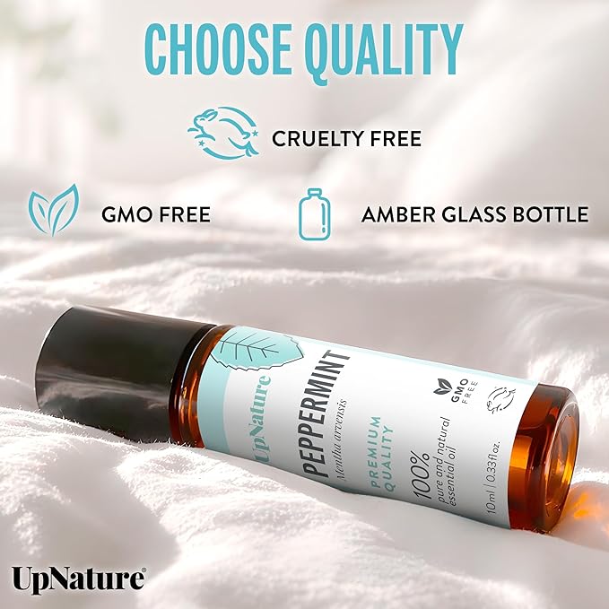 UpNature Peppermint Oil Roll On – 100% Natural Nausea & Morning Sickness Relief for Pregnant Women – Peppermint Essential Oil Pregnancy Must Haves Rollerball