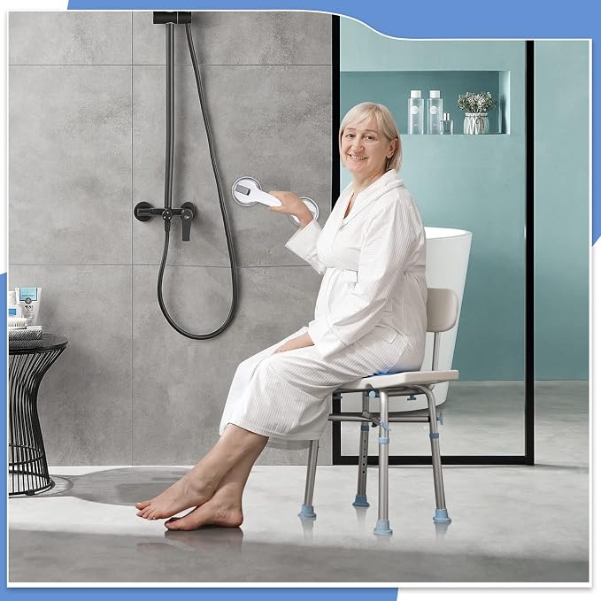 Grab Bars for Bathtubs and Showers, 12 Inch Shower Handle Strong Suction Cup Grab Bar for Shower Chair Stool, Bathroom Safety Bar for Seniors, Elderly, Handicap (2 Pack)