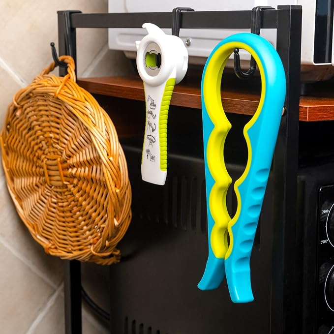 Jar Opener, Bloss Non Slip Jar Bottle Opener Jar Gripper for Weak Hands, Seniors With Arthritis and Children, 4 in 1 Multi-Function Colorful Can Opener Kitchen Tool Get Lids Off Easily, Blue Yellow