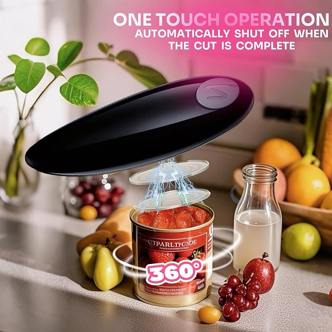 Electric Can Opener, Open Your Cans with A Simple Push of Button, Automatic Can Opener Smooth Edge, Electric Can Openers for Kitchen Arthritis and Seniors, Best Kitchen Gadget for Almost Size Can